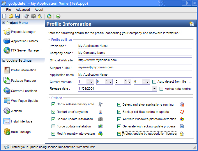 Screenshot of goUpdater